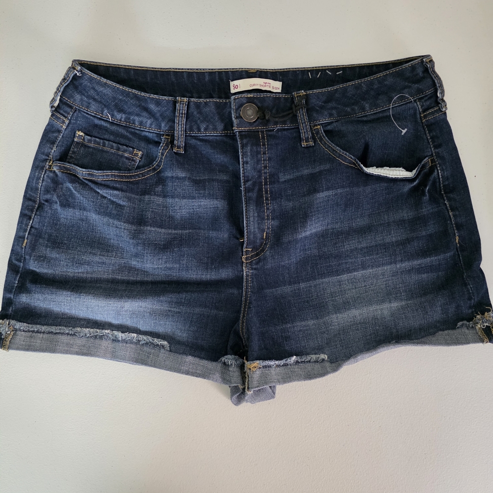 SO Blue Jean Shorts Shortie Cut High Rise waist